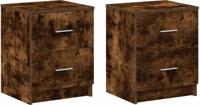 Obrázok produktu pre Nočné stolíky 2 ks s 2 zásuvkami dymový dub 40x36x50 cm