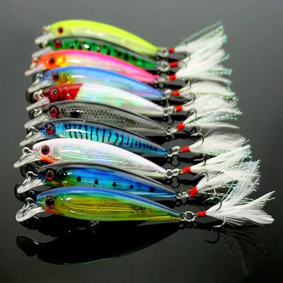 Produktbild von 10 Stück Wobbler Kunstköder Köder Minnow Crankbait Angelzubehör Angeln Set