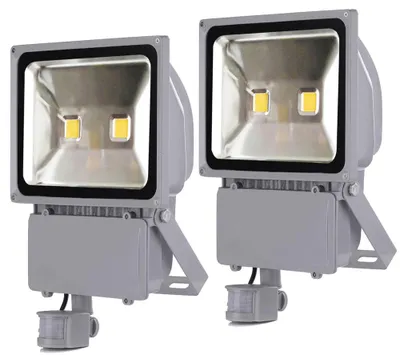Produktbild von 2pcs 100W LED Fluter Strahler mit PIR Bewegungsmelder,Greenmigo Kaltweiß Wasserdicht IP65 Super Helles Sicherheitsbeleuchtung für Garten,Hof,Lager,Platz,Plakatwand