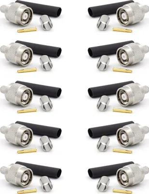 Image de RP-TNC Connecteur LMR240 LMR-240 RG59U RG8X RG-8X Connecteur de câble coaxial RF nickelé avec broche dorée (pack de 10)