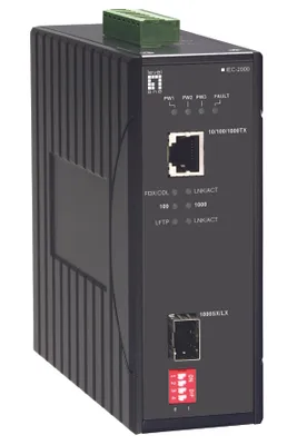 Produktbild von LevelOne IEC-2000 - Medienkonverter - 1GbE - 10Base-T, 100Base-TX, 1000Base-T, 1000Base-LX, 1000Base-SX - RJ-45 / SFP (mini-GBIC)
