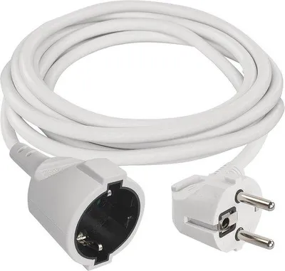 Productafbeelding van Verlengkabel 5 meter - Geaarde stekker - 250V 16A - Hoogwaardige PVC-isolatie - Voor binnengebruik - Wit