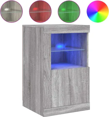 Produktbild von vidaXL Beistellschrank mit LED-Leuchten Grau Sonoma Holzwerkstoff