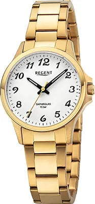 Produktbild von Regent Metall Damen Uhr Armbanduhr Quarz gold Metallarmband D2URF1461