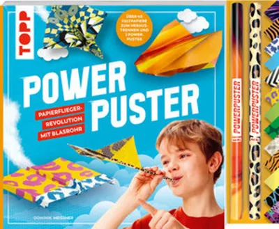 Zdjęcie produktu dla Powerpuster. Anleitungsbuch mit über 40 Faltblättern und 2 Blasrohren