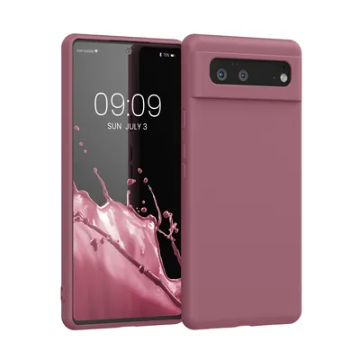Produktbild von kwmobile Hülle kompatibel mit Google Pixel 6 Hülle - gummierte TPU Silikon Handyhülle - Schutzhülle für kabelloses Laden - Case in Dark Rose