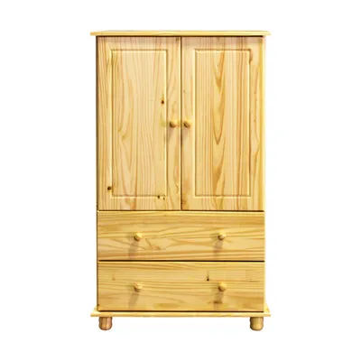 Produktbild von Möbilia Kommode aus Kiefer Massivholz – Natur lackiert – 2 Türen, 2 Schubladen – 80 x 43 x 136 cm
