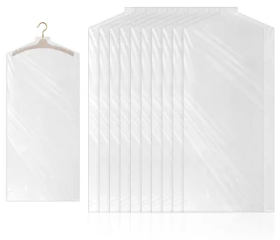 10 Kleidersäcke aus Kunststoff, 60 x 150 cm, transparent