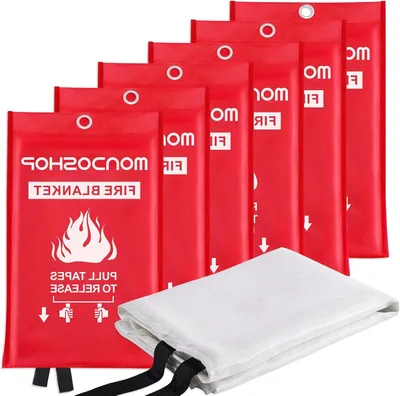 Productafbeelding van Branddeken 6 stuks - Nooddeken Glasvezel - Brandveiligheid Thuis - Hittebestendig 550°C - 101x101 cm - Wit