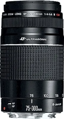 Produktbild von Canon 75-300 mm / F 4.0-5.6 EF III USM Telezoom fÃ1/4r Canon EF / EF-S Spiegelreflexkameras, F4 (W) - F5,6 (T), Vollformatsensor, Ultraschallmotor, Autofokus, 58 mm Filterdurchmesser