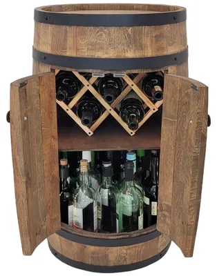 Immagine prodotto di Barile in legno con ante a ribalta, lettino ribaltabile in wengé rustico Mini mobile bar 80x50 cm marrone scuro