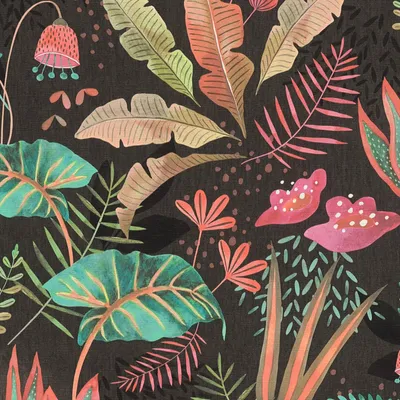 Immagine prodotto di Profhome 393481-GU Carta da parati retrò floreale opaca antracite nero verde rosa 5,33 m2