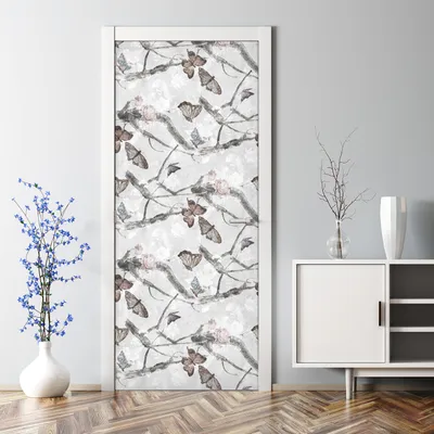 Produktbild von Dekorative Türaufkleber Raumdekoration selbstklebend Klebefolie Türposter Schmetterlinge 77 x 200 cm