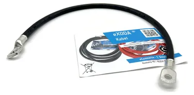 Zdjęcie produktu dla Kabel do akumulatora eXODA, 35mm², 50cm, czarny, 5645W, 12V, do samochodów, łodzi, motocykli – rozmiar 35 mm², długość 50cm, złączki M8 i M10