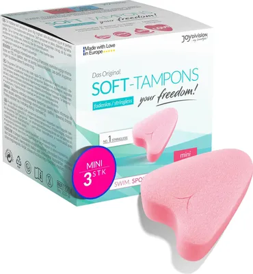 Produktbild von JOYDIVISION Soft-Tampons mini I 3 Stück I fadenlose Tampons für Sport, Schwimmen & Spa I Menstruationsschwämmchen ultra soft I leichtes Einführen & Entfernen I Mini Softtampon ohne Faden