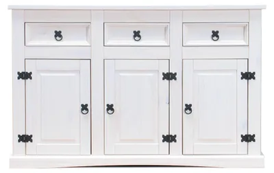 Zdjęcie produktu dla New Mexico komoda szerokość 132 cm, wysokość 84 cm  3 szuflady i 3 drzwi biel/wosk.