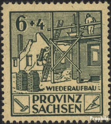 Produktbild von Briefmarken Sowjetische Zone (All.Bes.) 1945 Mi 87VI, Farbfleck an der Gerüststange (Feld 13) postfrisch Wiederaufbau