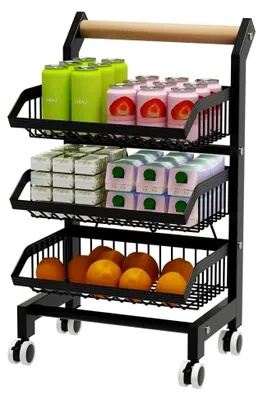 Produktbild von Servierwagen mit Rollen, Gemüseregal für die Küche, abnehmbarer Küchenwagen, Rollwagen mit 3 Etagen für Badezimmer, Küche, Büro, Supermarkt