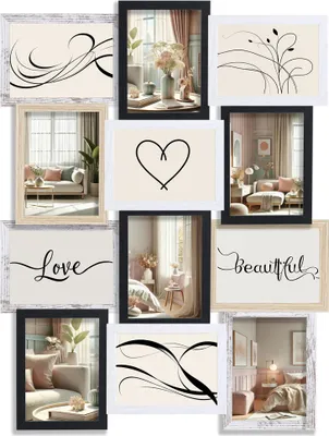 Produktbild von Stilvolle Momente – Bilderrahmen Collage für 12 Fotos | Galerierahmen Wanddeko für Fotowand & Geschenkideen - Farbe: Multicolor | Format: 10x15