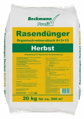 Produktbild von 20 kg Rasendünger Herbst Beckmann NPK-6+3+13  f.ca. 500m²