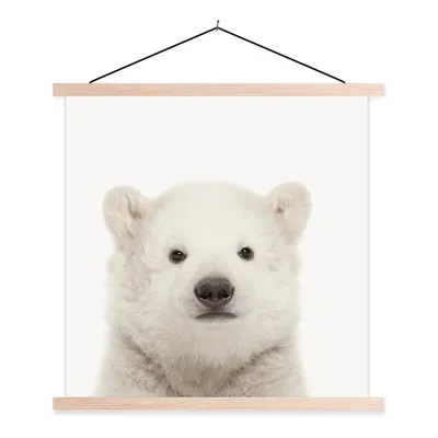 Produktbild von MuchoWow® Textilposter Eisbär - Tiere - Weiß - Kinder - Jungen - Mädchen 60x60 cm mit holzfarbenen Rahmen - Wanddekoration