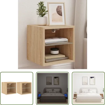 Produktbild von The Living Store TV-Wandschränke mit LED-Leuchten 2 Stk. Sonoma-Eiche