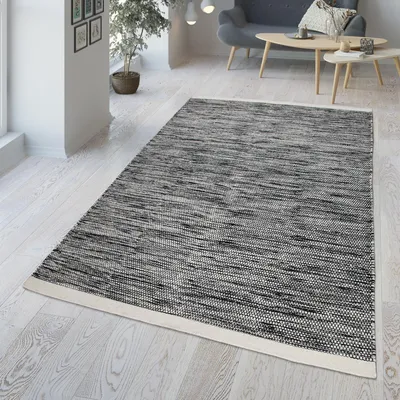 Produktbild von TT Home Wohnzimmer-Teppich, Handgewebtes Flachgewebe Aus Wolle Und Baumwolle, Braun Weiß Größe 160x230 cm