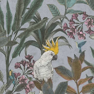 Immagine prodotto di Carta da parati in tessuto non tessuto Carta da parati giungla grigio blu aspetto naturale 397483 Carta da parati motivo Pintwalls II