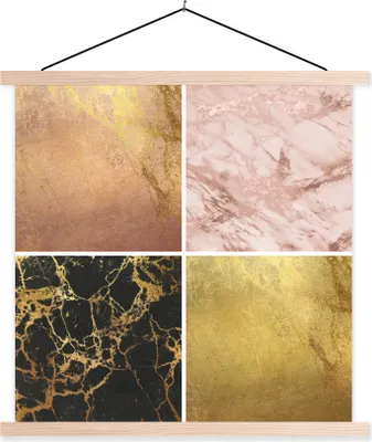 Produktbild von MuchoWow® Textilposter Marmor - Rose - Gold 40x40 cm mit holzfarbenen Rahmen - Posterleiste