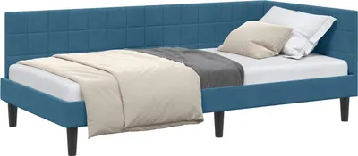 Obrázek produktu pro vidaXL Rohový rám postele s čelem modrý 100 cm x 200 cm sametový