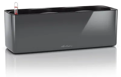 Produktbild von LECHUZA-Pflanzgefäß CUBE Premium Triple Anthrazit Highgloss | Pflanzgefäß mit Bewässerungssystem | Hochglanz-Oberfläche | 40 x 14 x 13,5 cm | 13671