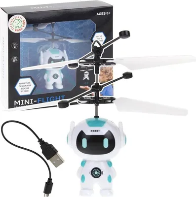 Produktbild von Handgesteuerte fliegende Roboterdrohne mit Propellerlicht - Weiß