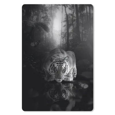 Produktbild von MuchoWow® Mauspad Mousepad Tiger am Wasser im Dschungel - schwarz und weiß 40x60 cm - Mousepads - Maus Mat - Pad - Mausunterlage - Schreibtisch Accesoire