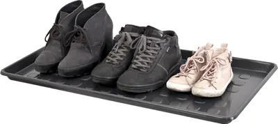 Produktbild von FORTENA Schuhabtropfschale XLSchuhmatte Ablage - Schuhablage 76x38 cm mit erhöhtem Rand - Abtropfschale Schwarz für Schuhe Regen Herbst Winter