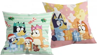 Obrázok produktu pre Vianočný obojstranný vankúš Bluey – rodinka