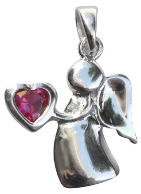 Produktbild von Anhänger "Engel mit Herz"  Rubin Silber 925