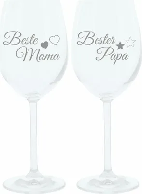 Immagine prodotto di Bicchiere da vino Leonardo 400 ml, set di 2, migliore mamma, migliore papà, bicchiere d'atmosfera con incisione divertente, bicchiere d'atmosfera, 22 cm