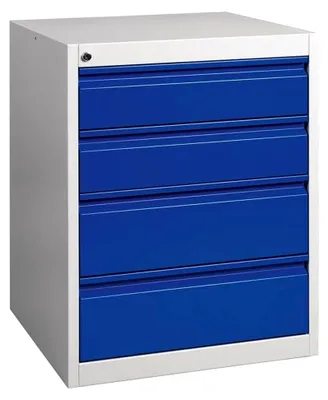 Produktbild von Schubladenschrank grau/blau 600 H800xB600xT600mm mit 4 Schubladen und Einfachauszug