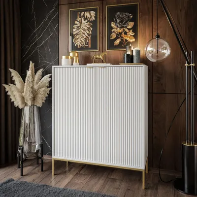 Produktbild von CORTADO GOLD Hochkommode K104 zweitürig weiß