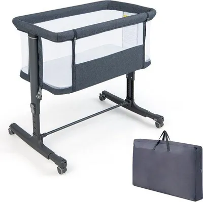 Immagine prodotto di Lettino per neonati 83x48x80 cm regolabile, grigio, con materasso