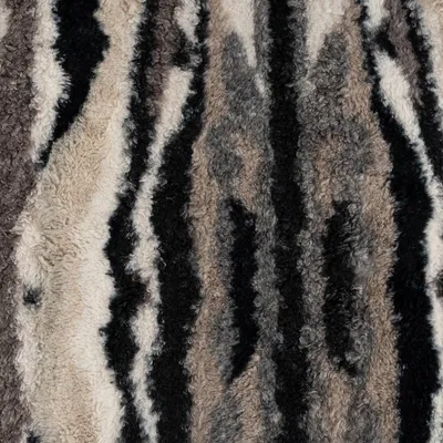 Produktbild von Fellimitat Stoff Meterware Kunstfell Teddyplüsch beige blau 1,60m