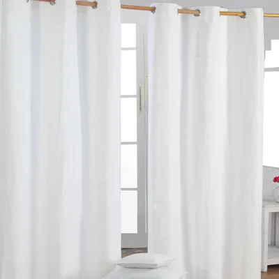 Produktbild von HOMESCAPES Gardinen unifarben naturweiß 2er Set 137 x 117 cm