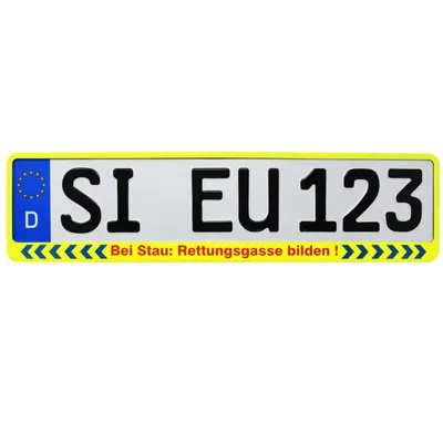 Produktbild von 1 x Kennzeichenhalter - Rettungsgasse bilden - neon gelb