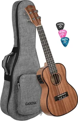 Produktbild von Cascha HH2035E Premium Mahagoni Konzert Ukulele Set mit Tonabnehmer