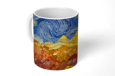 Obrázok produktu pre KitchenYeah® Hrnček na kávu Hrnček na kávu 350 ml Van Gogh - umenie - kolážový hrnček - foto hrnček - hrnček - keramický hrnček - šálka na kávu - kancelársky hrnček