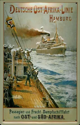 Produktbild von Blechschild Deutsche Ost Afrika Line Hamburg Dampfer Schiff Schild Nostalgieschild