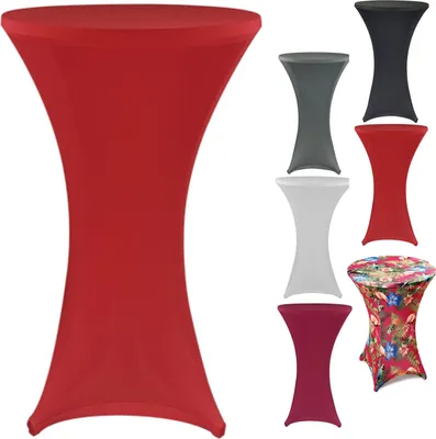 Produktbild von hheimtexland ® Stehtischhusse Event Deko Stretch Husse Stehtisch Bistrotisch Party Dekoration Hochzeit Tischdeko  Typ843 Rot 80 cm