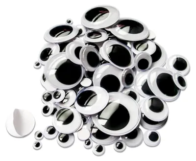 Produktbild von TOAOB 100 Stück Selbstklebende Wackelaugen in Schwarz und Weiß von 6mm bis 35mm für Bastelarbeiten