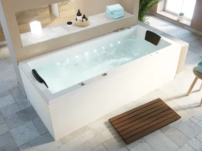 Produktbild von Deluxe Whirlpool Omega Ultra 190x90  Germany 80 Düsen & LED mit Armatur : Mit Armaturen Varianten: Mit Armaturen
