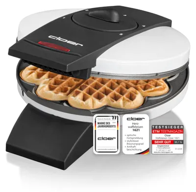 Obrázok produktu pre Cloer 1621 – výrobník vafle na klasické srdcové vafle, 930 W, veľkosť vafle 15,5 cm, s